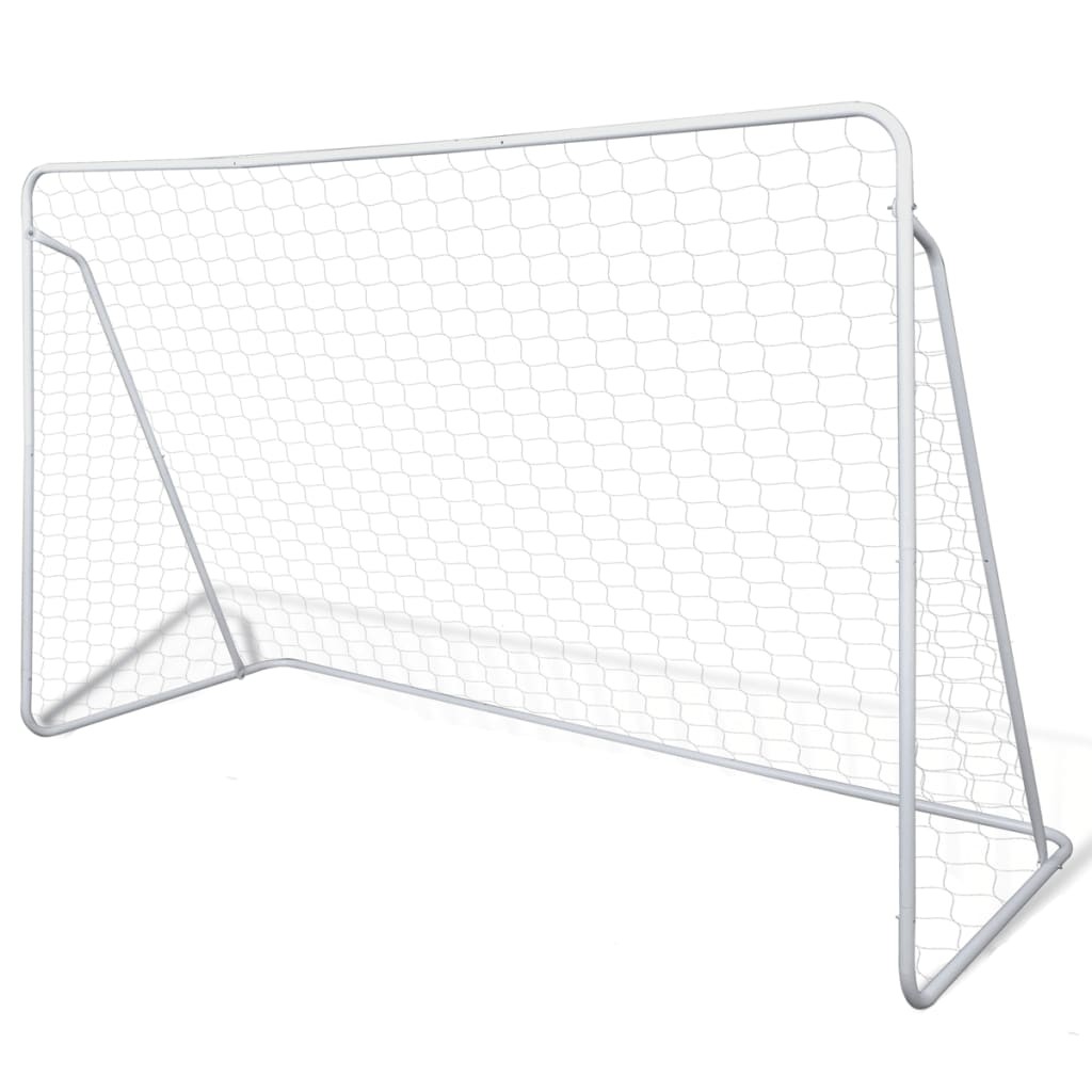 Soccer Goal Post Net Set Steel 240 x 90 x 150 cm